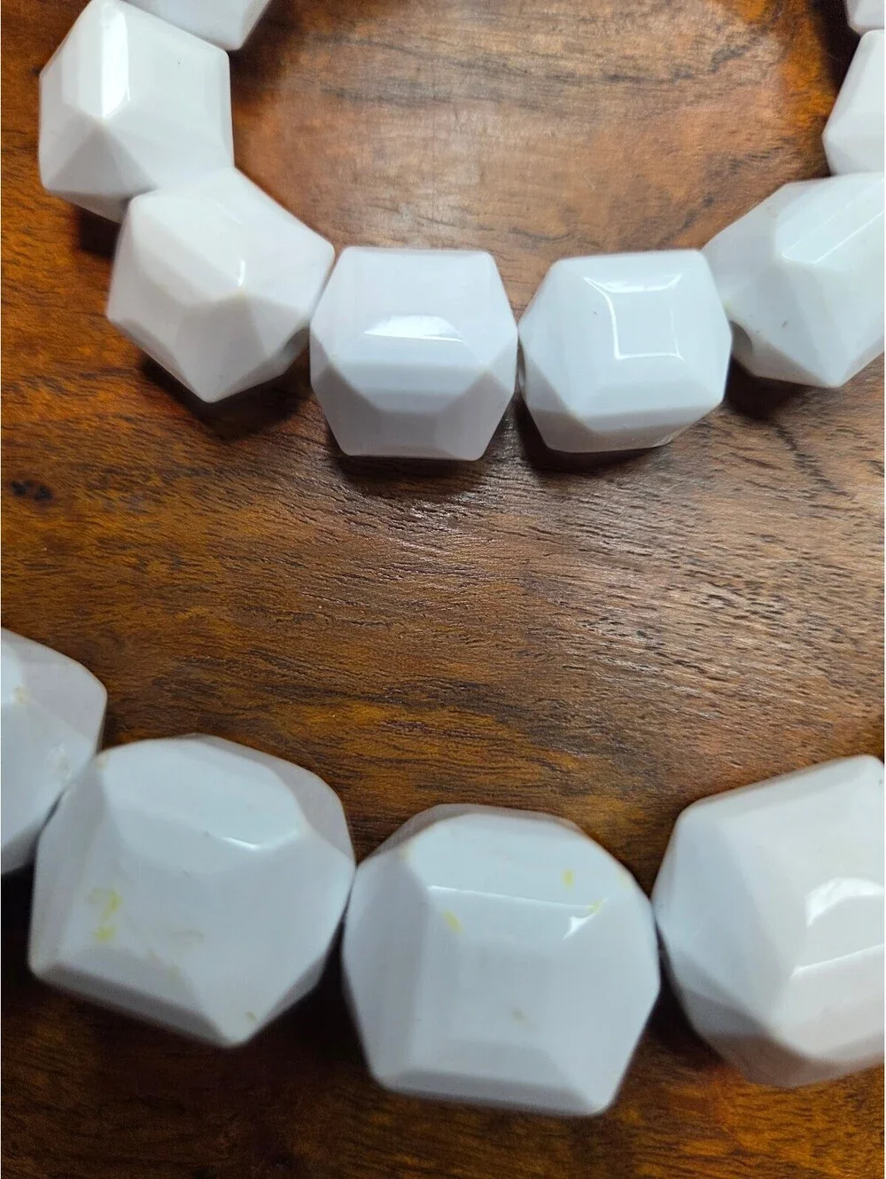 White Geometric Beaded Necklace, Bracelet and Earrings Set
